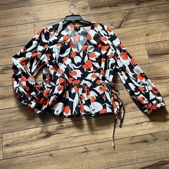 Who What Wear Women's Long Sleeve Orange Tulip Blouse Size XXL - Picture 1 of 3